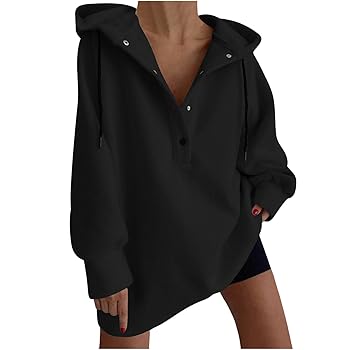 Amazon.com: Women's Oversize V Neck Button Down Long Sleeve